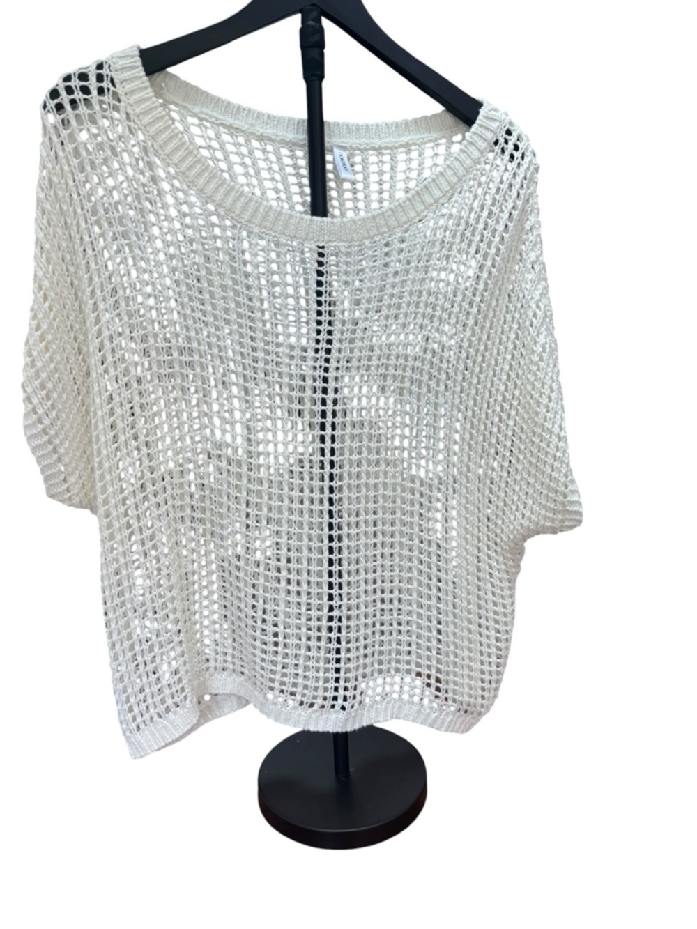 DOKOTOO Open Weave Short Sleeve Knit Top Cream Women’s XL